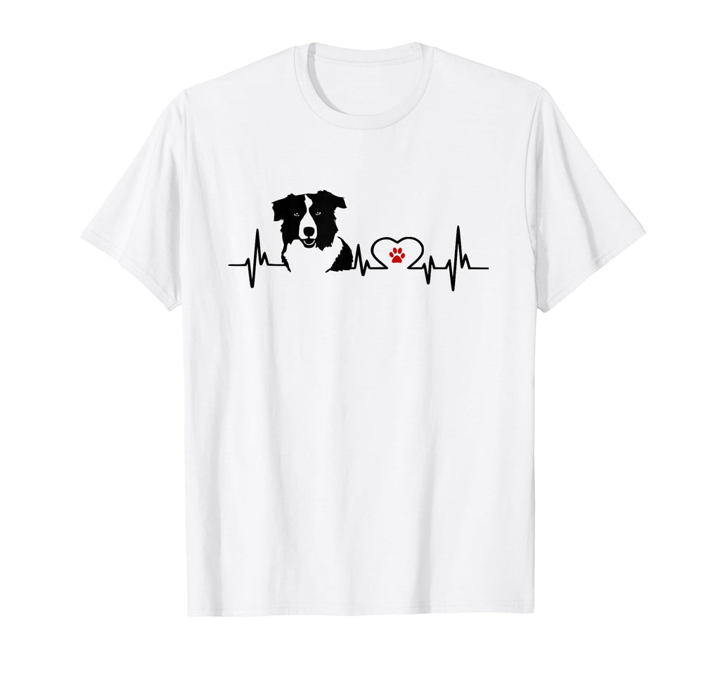 Border Collie Heartbeat Heart Line Gift T-Shirt - Novelty Apparel Men Women - T-Shirt, Sweatshirt, Hoodie