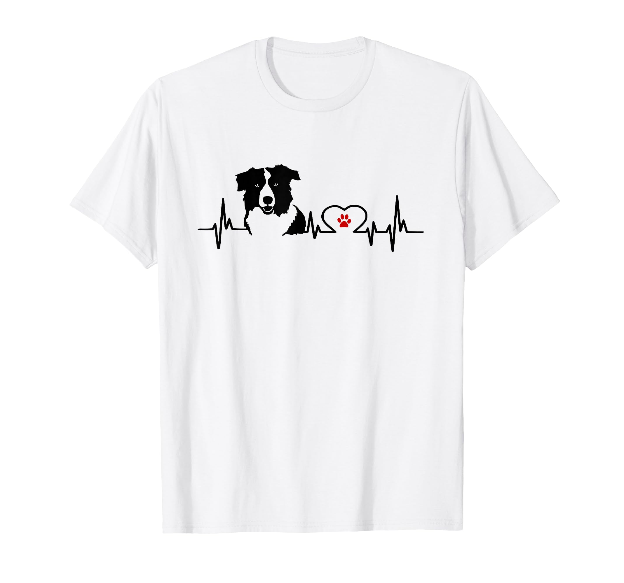 Border Collie Heartbeat Heart Line Gift T-Shirt - Novelty Apparel Men Women - T-Shirt, Sweatshirt, Hoodie