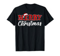 Merry Buffalo Plaid Red Santa Hat Pajamas T-Shirt - Trendy Graphic Unisex - T-Shirt, Sweatshirt, Hoodie