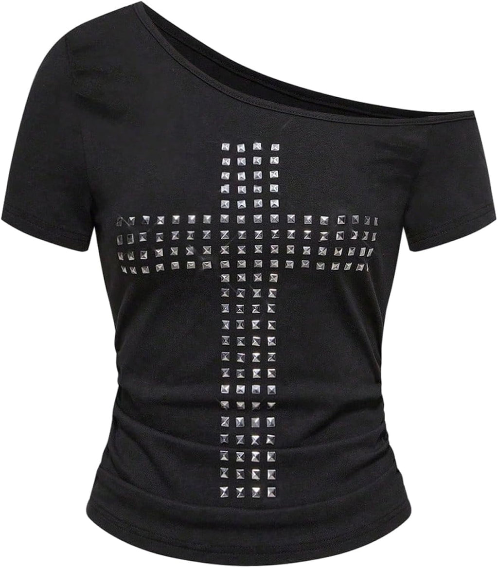 Women's Plus Size Y2k Off The Shoulder Top Cross - Adult & Kids T-Shirts, Sweatshirts & Hoodies apparel design preview 1