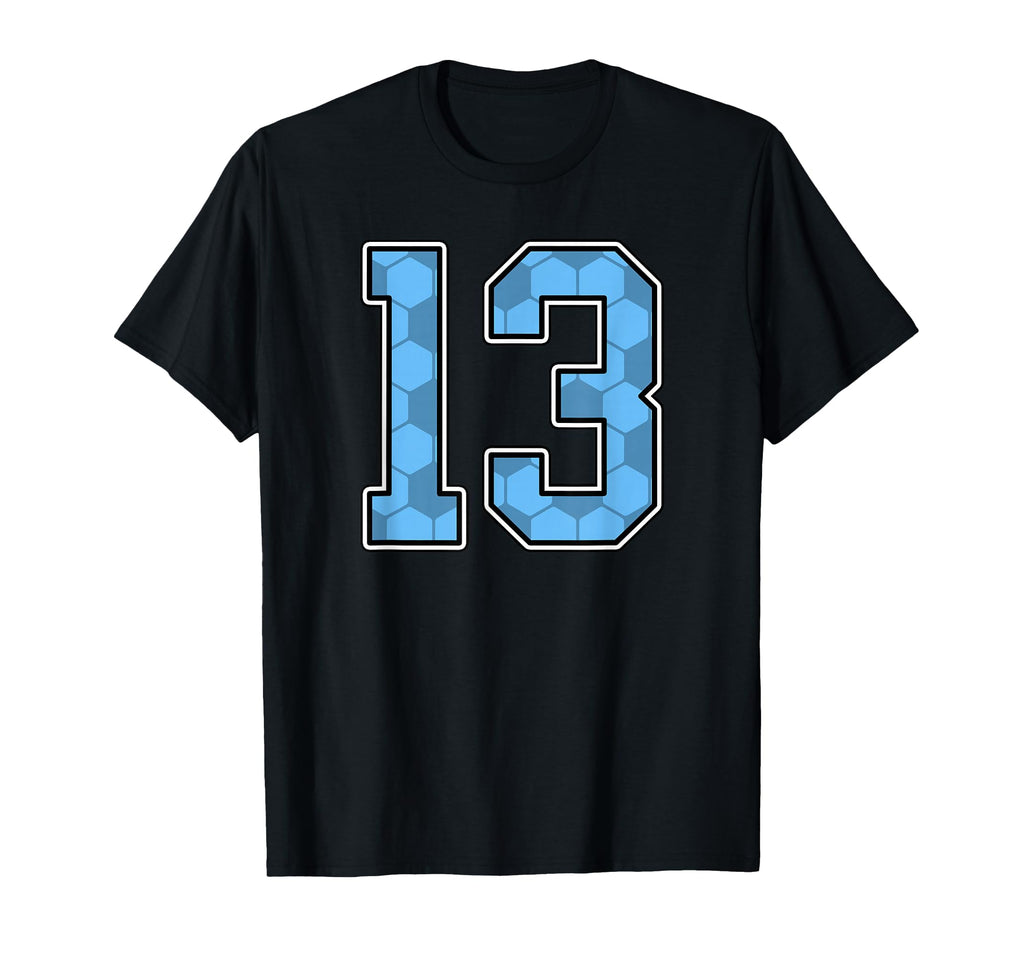 Blue Soccer Pattern Number 13 Jersey T-Shirt - Graphic Print Men Women - T-Shirt, Sweatshirt, Hoodie