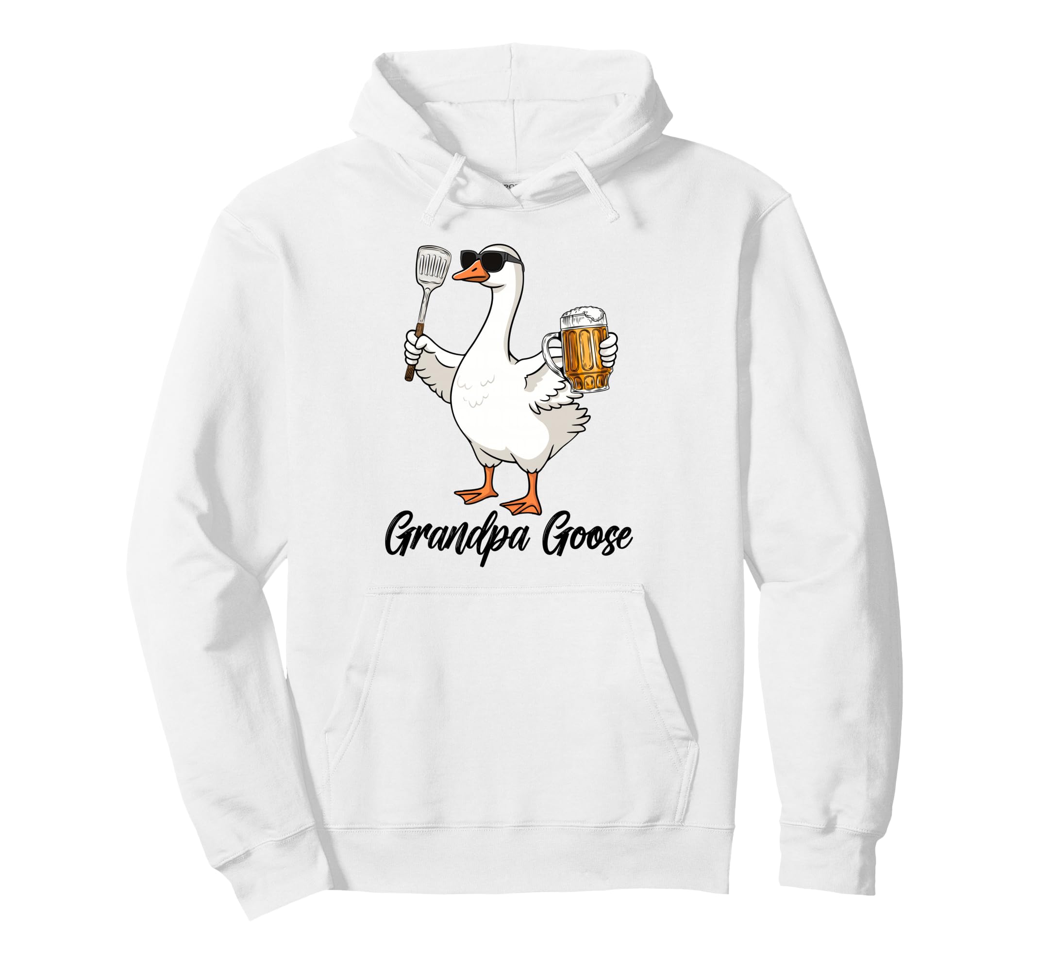 Grandpa Goose Drinking Beer Bbq Party Hoodie - Aesthetic Graphic Unisex - T-Shirt, Sweatshirt, Hoodie