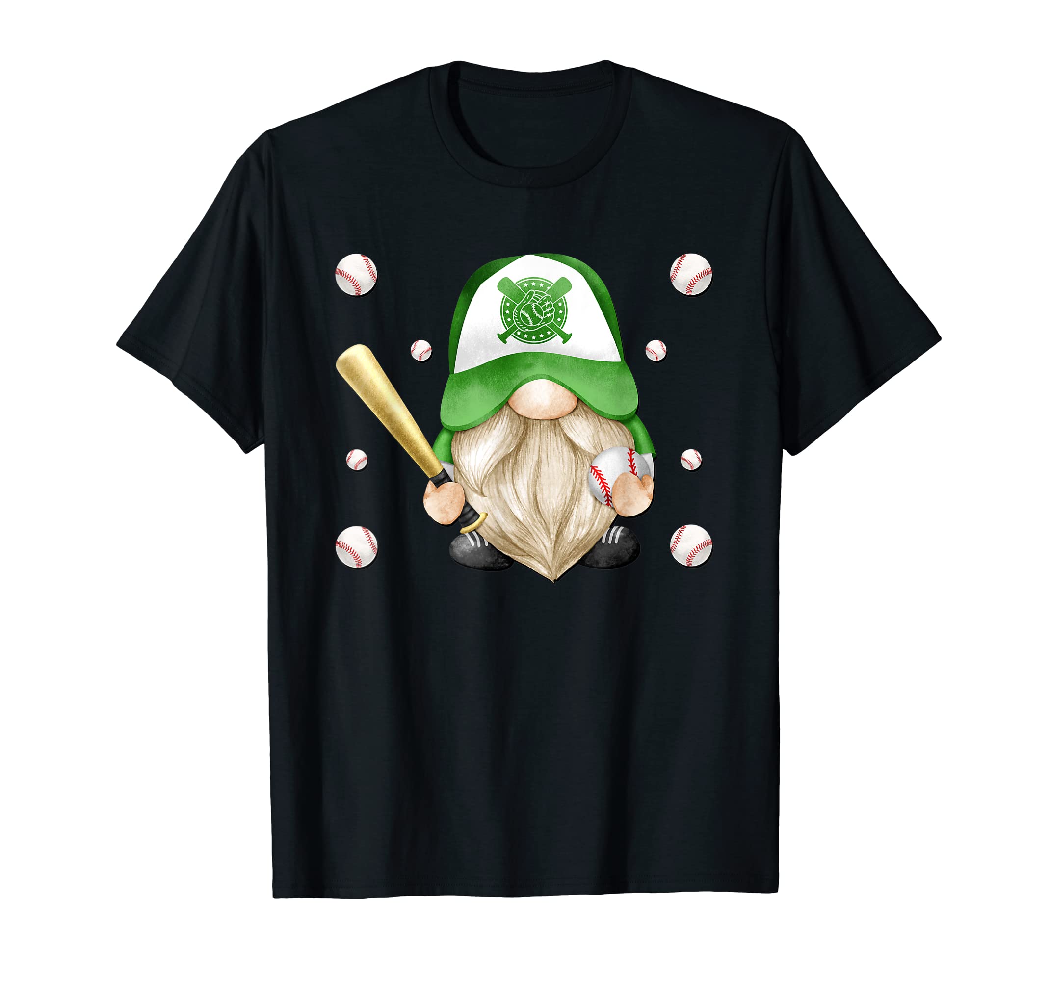 Green Sports Gnome And Baseball T-Shirt - Casual Everyday Wear Unisex - T-Shirt, Sweatshirt, Hoodie