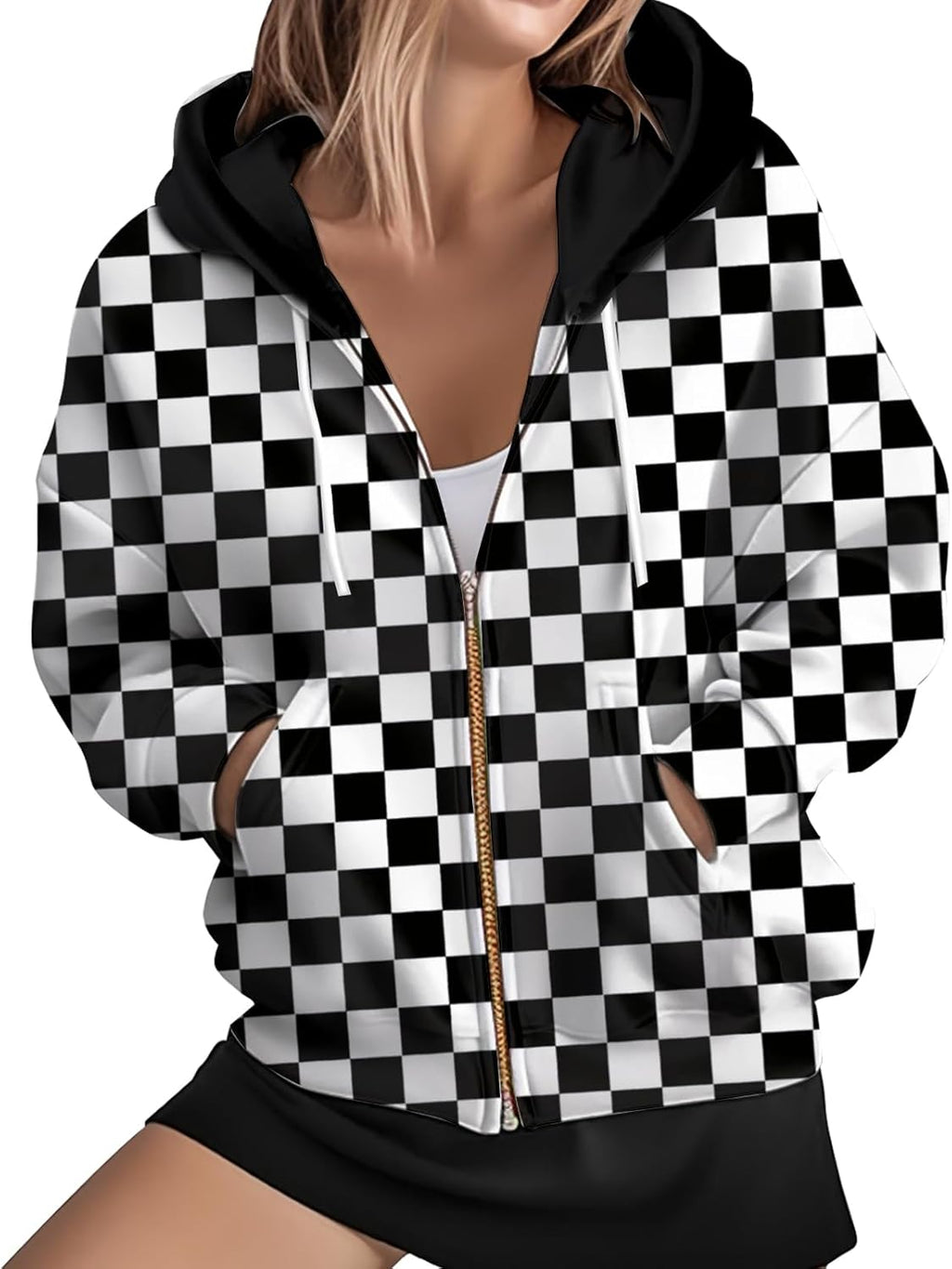 Women's Zip Front Plaid Print Fall Jackets Casual - Adult & Kids T-Shirts, Sweatshirts & Hoodies apparel design preview 1