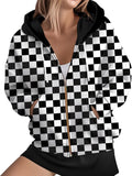 Women's Zip Front Plaid Print Fall Jackets Casual - Adult & Kids T-Shirts, Sweatshirts & Hoodies apparel design preview 1