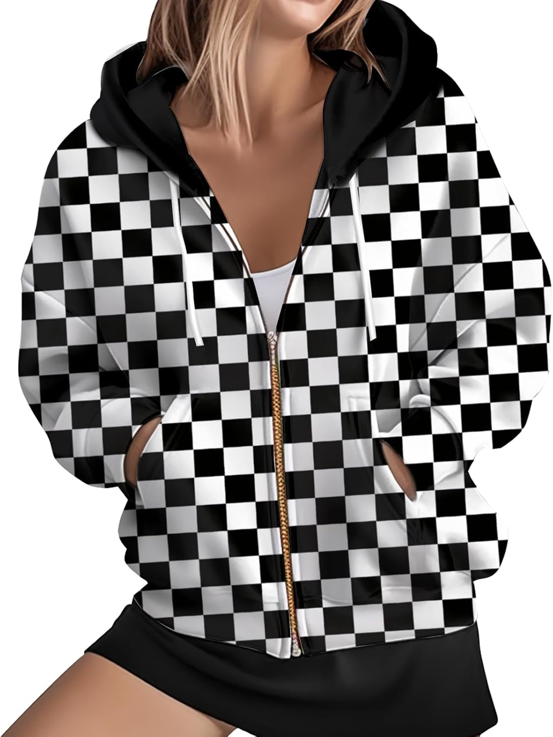 Women's Zip Front Plaid Print Fall Jackets Casual - Adult & Kids T-Shirts, Sweatshirts & Hoodies apparel design preview 1