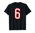 White Red Sports Team Number 6 T-Shirt - Trendy Graphic for Adults - T-Shirt, Sweatshirt, Hoodie
