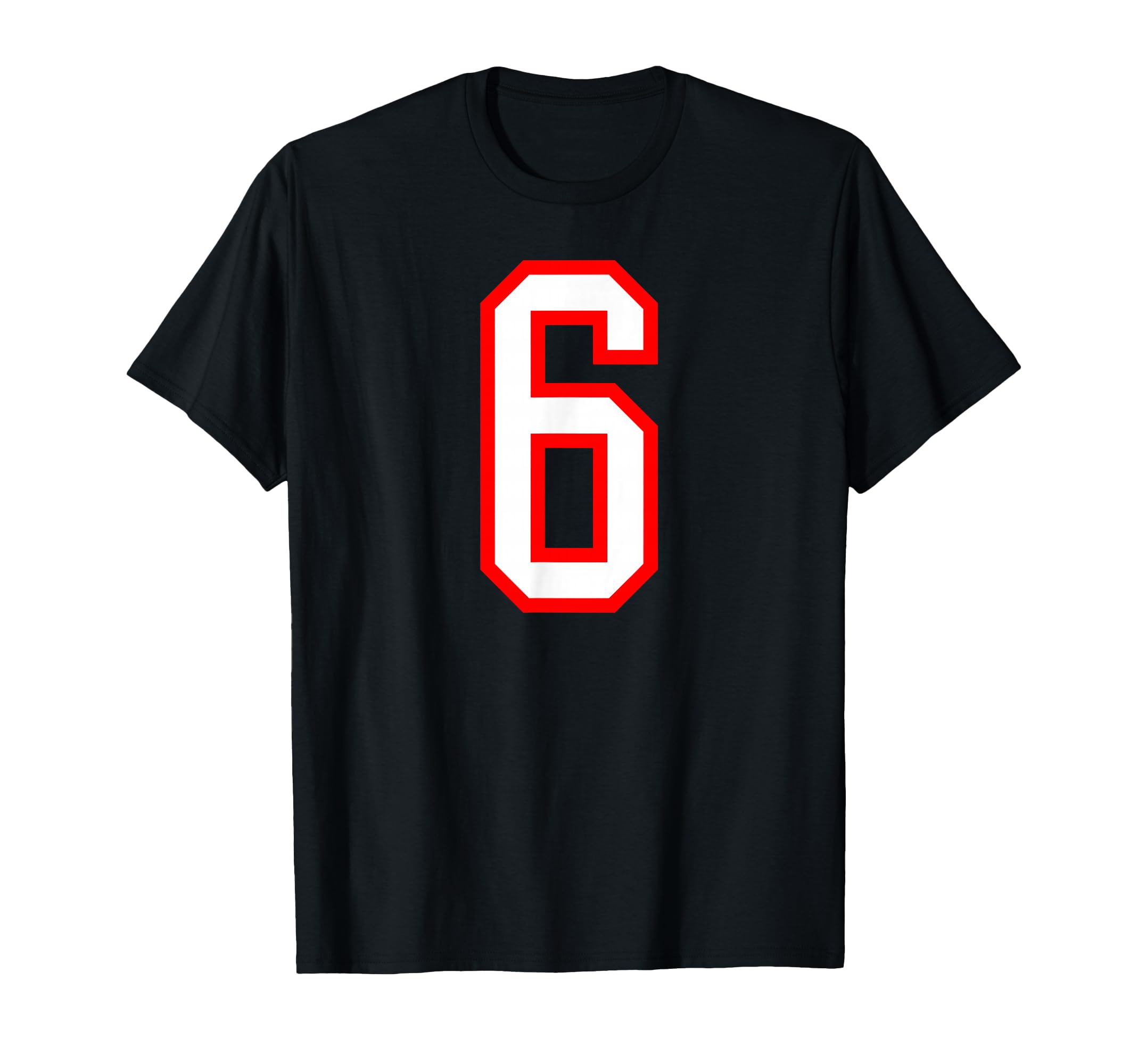 White Red Sports Team Number 6 T-Shirt - Trendy Graphic for Adults - T-Shirt, Sweatshirt, Hoodie