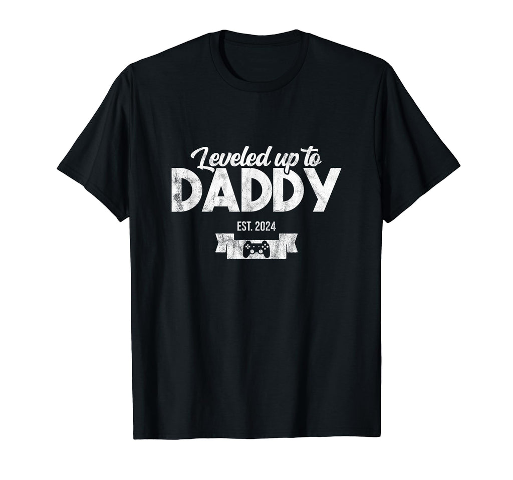 Leveled Up To Daddy Shower Gamer New Dad T-Shirt - Novelty Apparel Unisex - T-Shirt, Sweatshirt, Hoodie