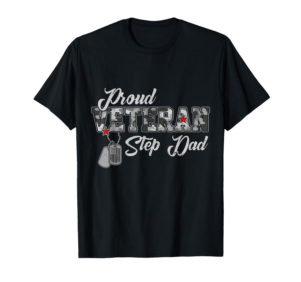 Proud Veteran Step Dad Camouflage Us T-Shirt - Minimalist Print Men Women - T-Shirt, Sweatshirt, Hoodie