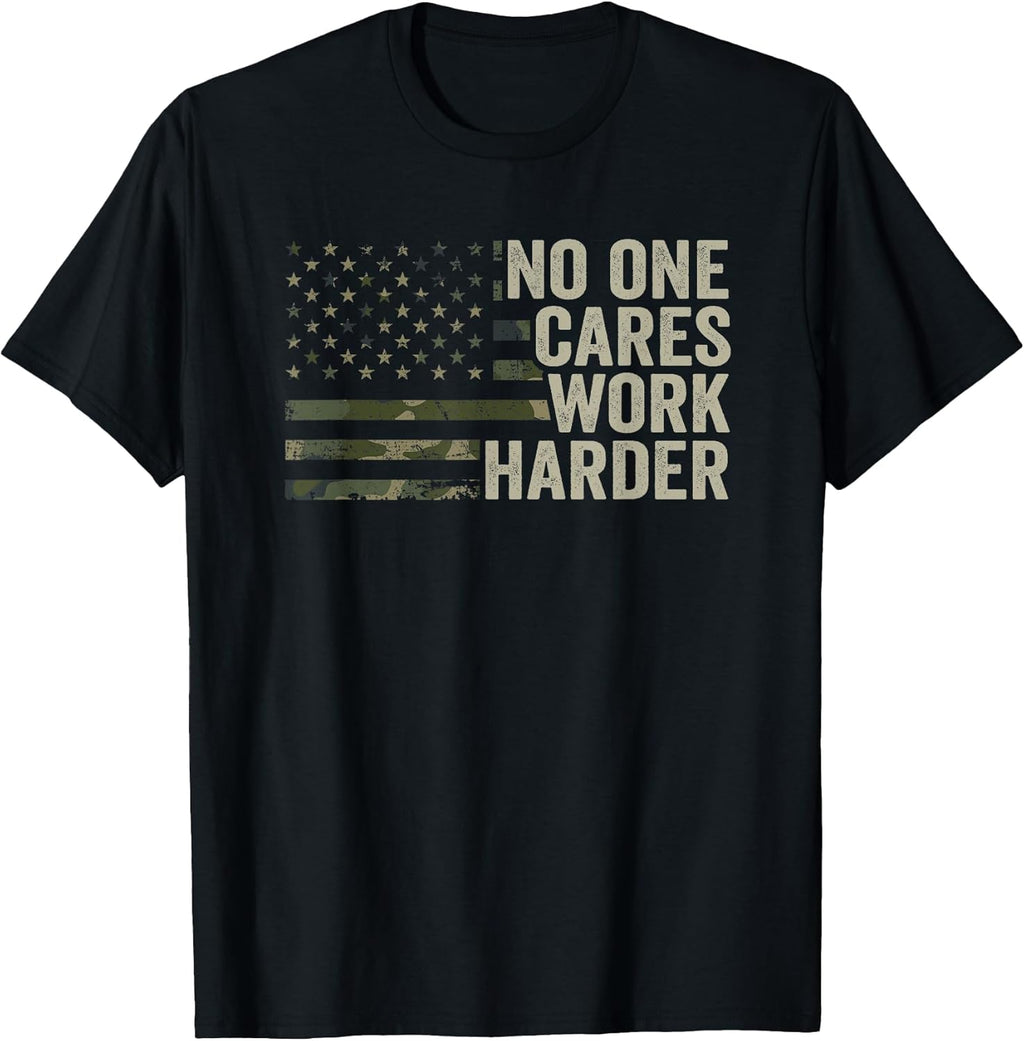 No One Cares Work Harder Motivational Workout Gym - Adult & Kids T-Shirts, Sweatshirts & Hoodies apparel design preview 1