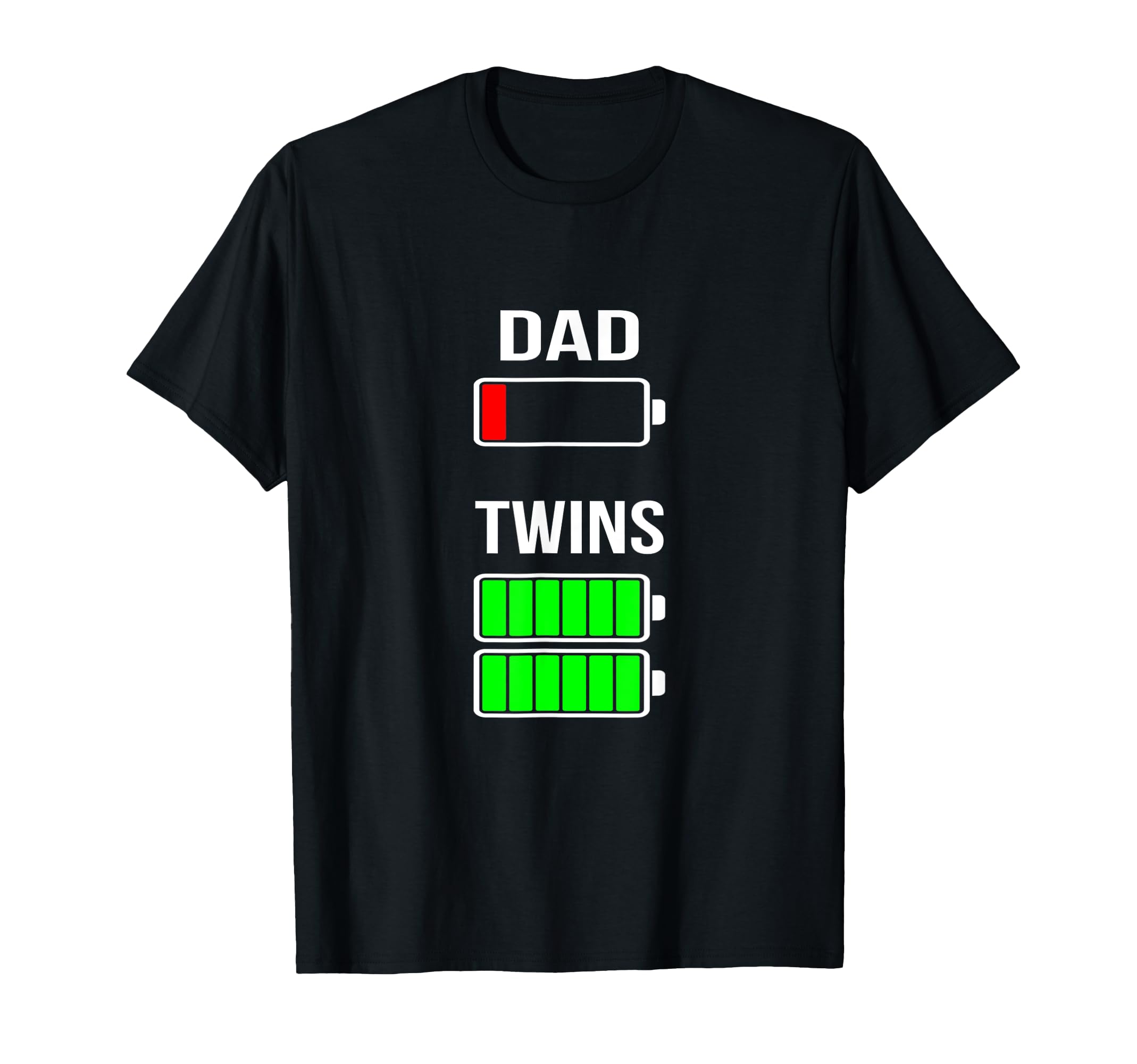 Mens Tired Dad Low Battery Twins Full T-Shirt - Minimalist Print Unisex - T-Shirt, Sweatshirt, Hoodie