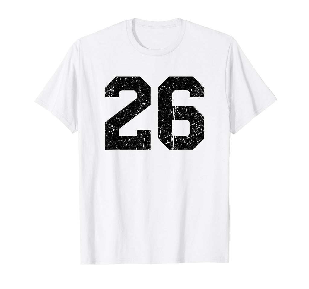 26 Distressed Black Sports Team Number T-Shirt - Streetwear Style Unisex - T-Shirt, Sweatshirt, Hoodie