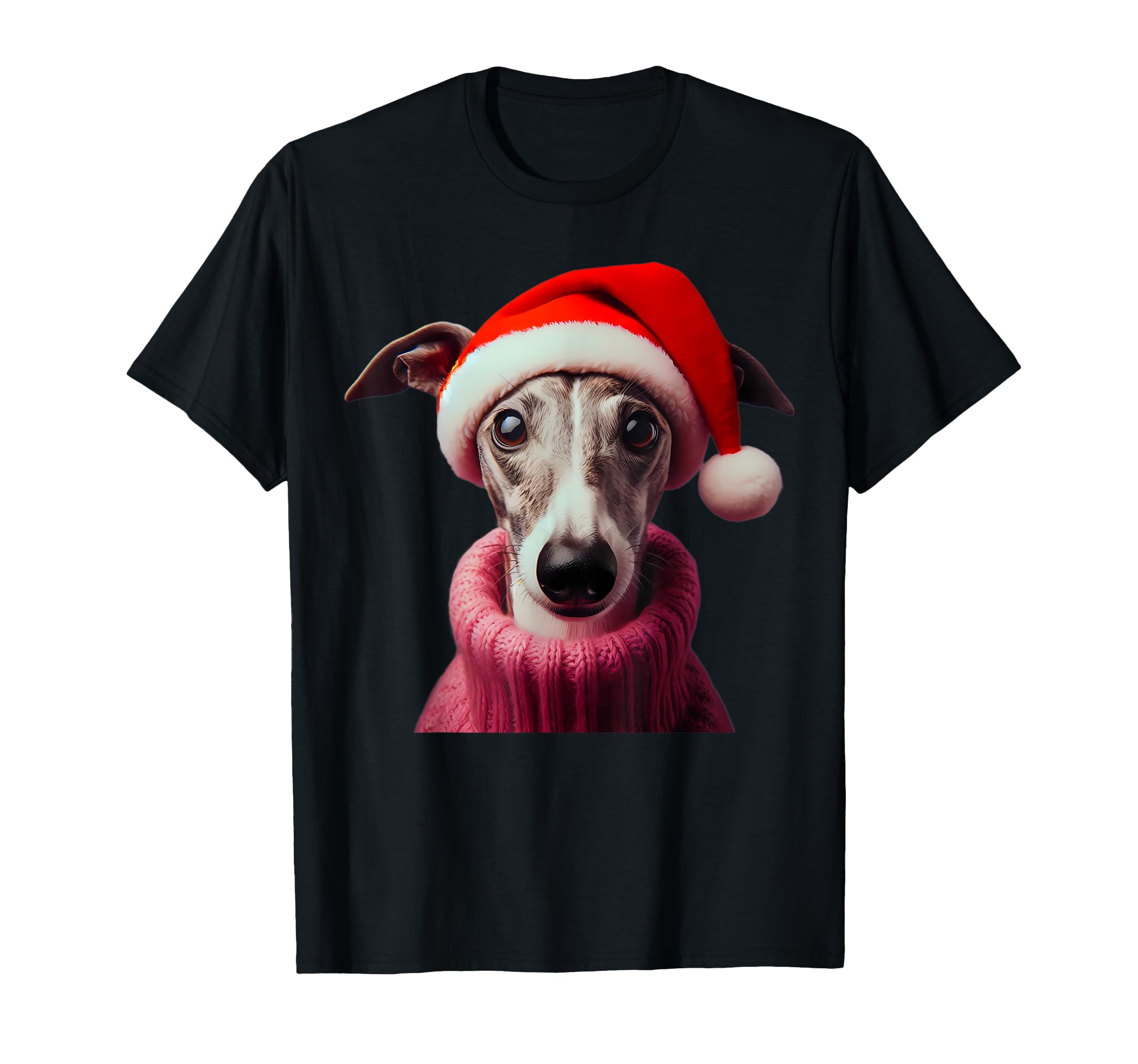 Whippet Santa Hat Dog Owner Mom Dad T-Shirt - Aesthetic Graphic for Adults - T-Shirt, Sweatshirt, Hoodie