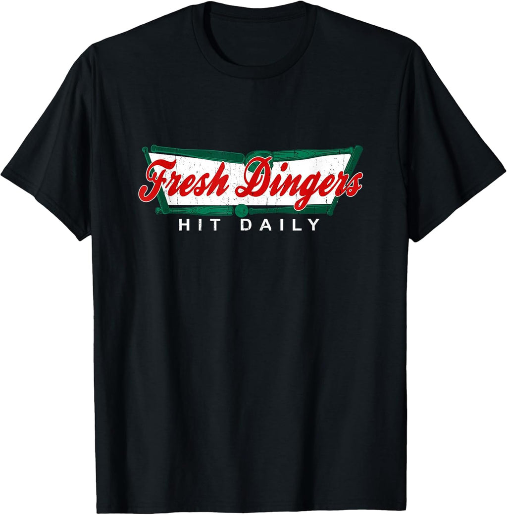 Don't Bunt Hit Fresh Dingers Funny Baseball Softball - Adult & Kids T-Shirts, Sweatshirts & Hoodies apparel design preview 1
