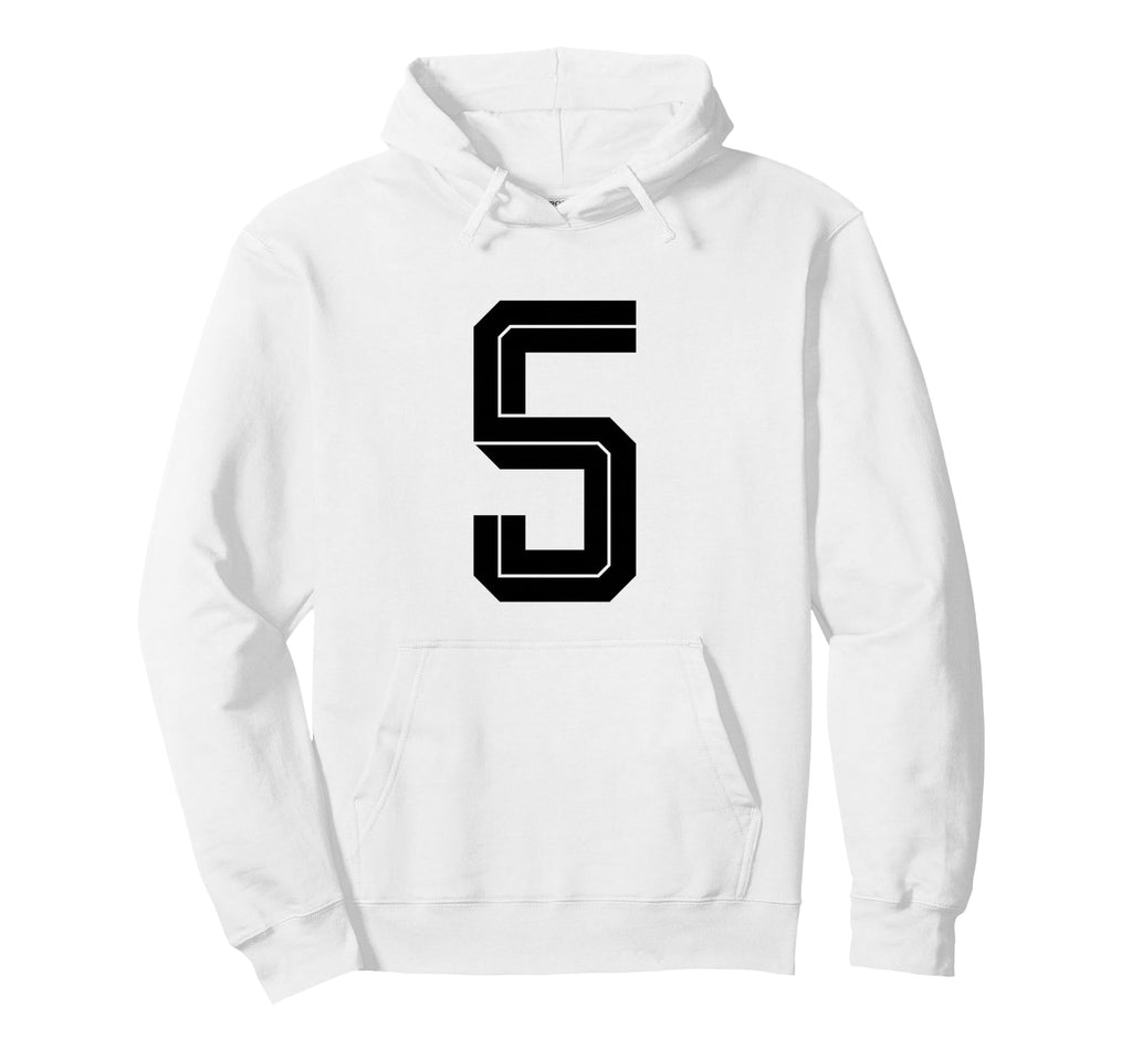5 White Number 5 Sports Fan Soccer Hoodie - Minimalist Print Unisex - T-Shirt, Sweatshirt, Hoodie