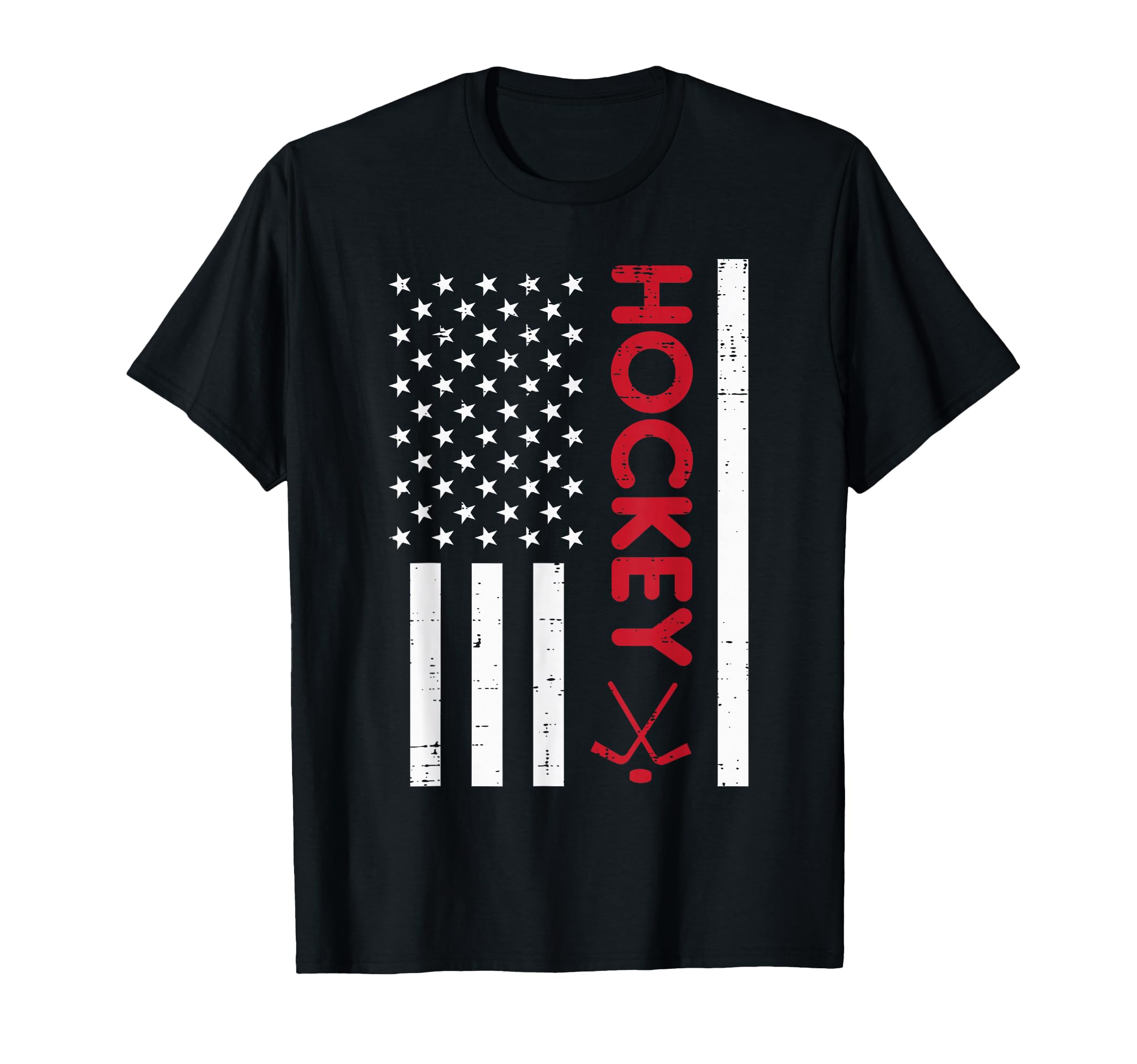 American Flag Red Ice Hockey Patriotic T-Shirt - Novelty Apparel Men Women - T-Shirt, Sweatshirt, Hoodie