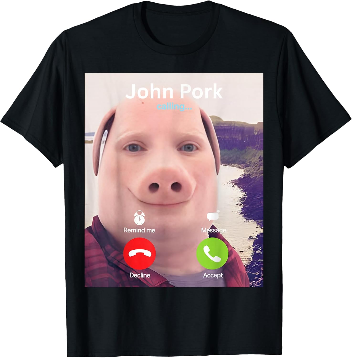 John Pork Calling Decline Accept Incoming Call - Adult & Kids T-Shirts, Sweatshirts & Hoodies apparel design preview 1
