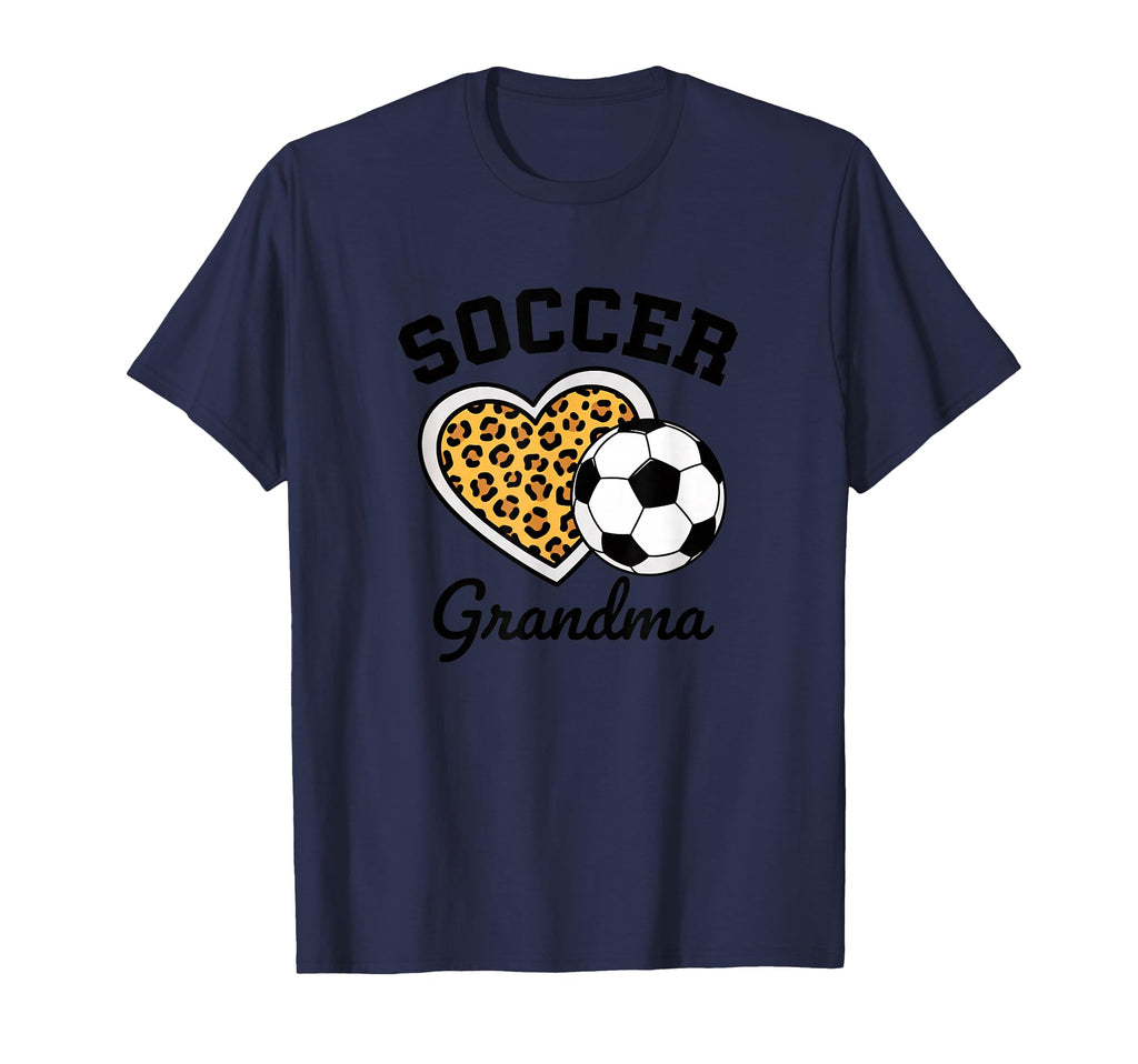 Soccer Grandparent Leopard Heart Grandma T-Shirt - Novelty Apparel Unisex - T-Shirt, Sweatshirt, Hoodie