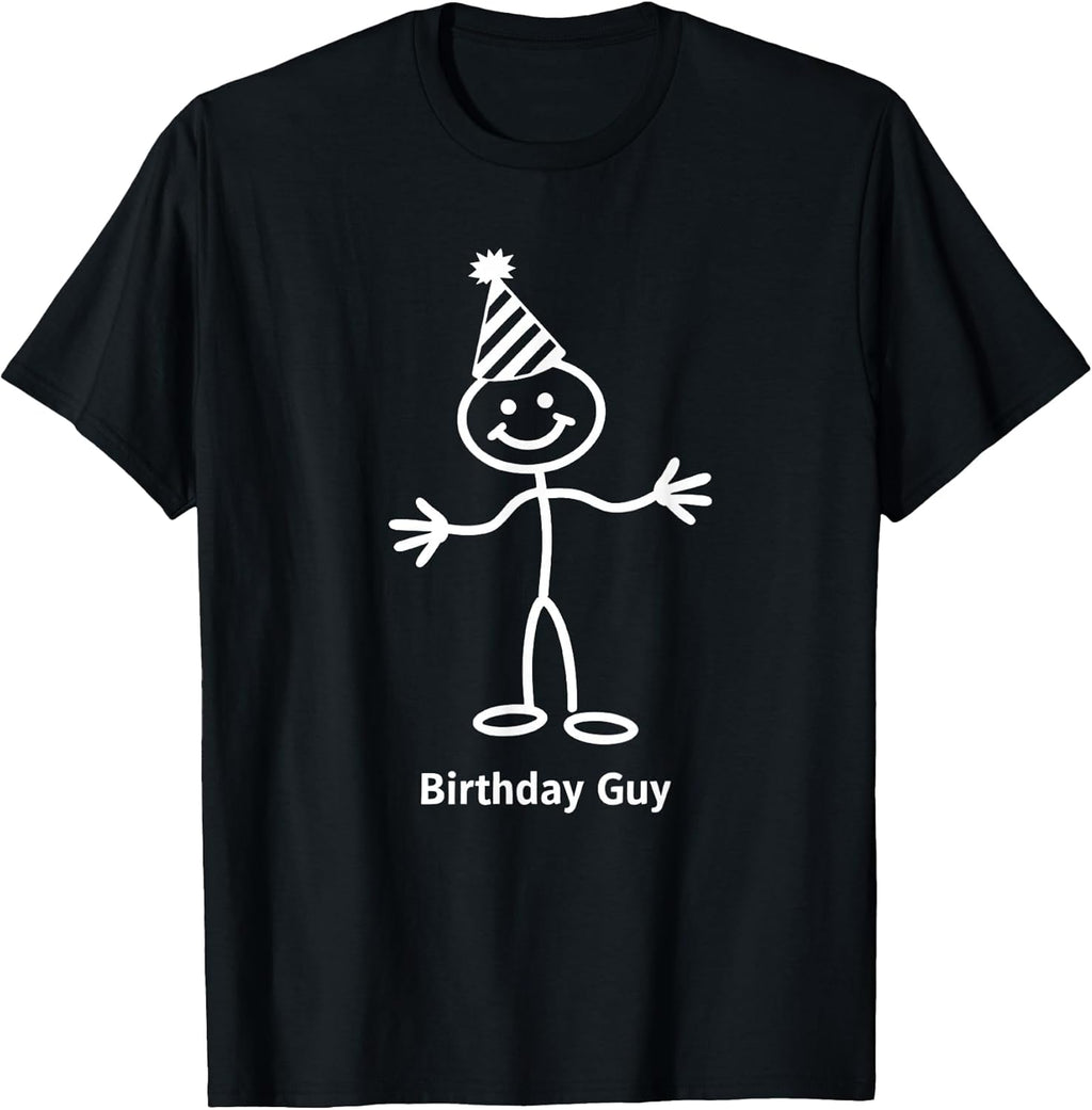 Birthday Guy Fun Stick Figure Party Hat - Adult & Kids T-Shirts, Sweatshirts & Hoodies apparel design preview 1