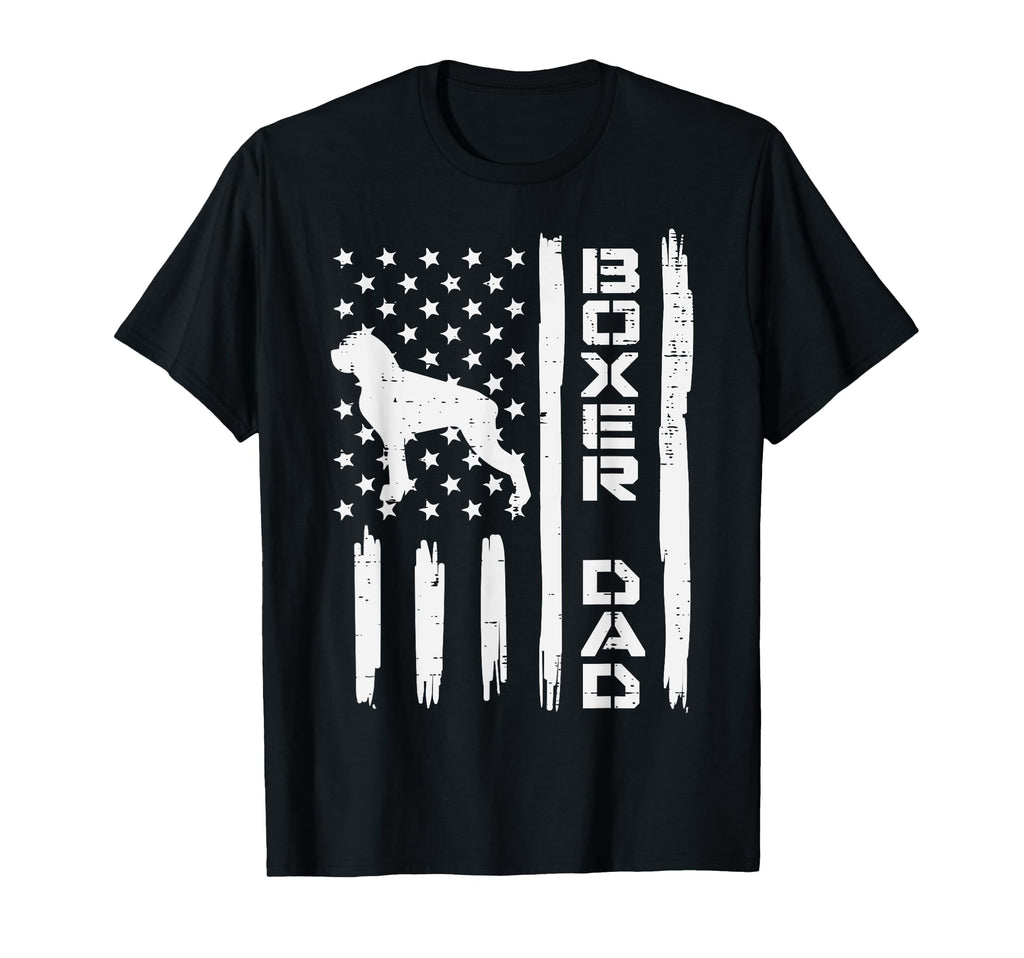 Boxer Dad Us Flag Patriotic Dog T-Shirt - Fun Novelty Design Men Women - T-Shirt, Sweatshirt, Hoodie