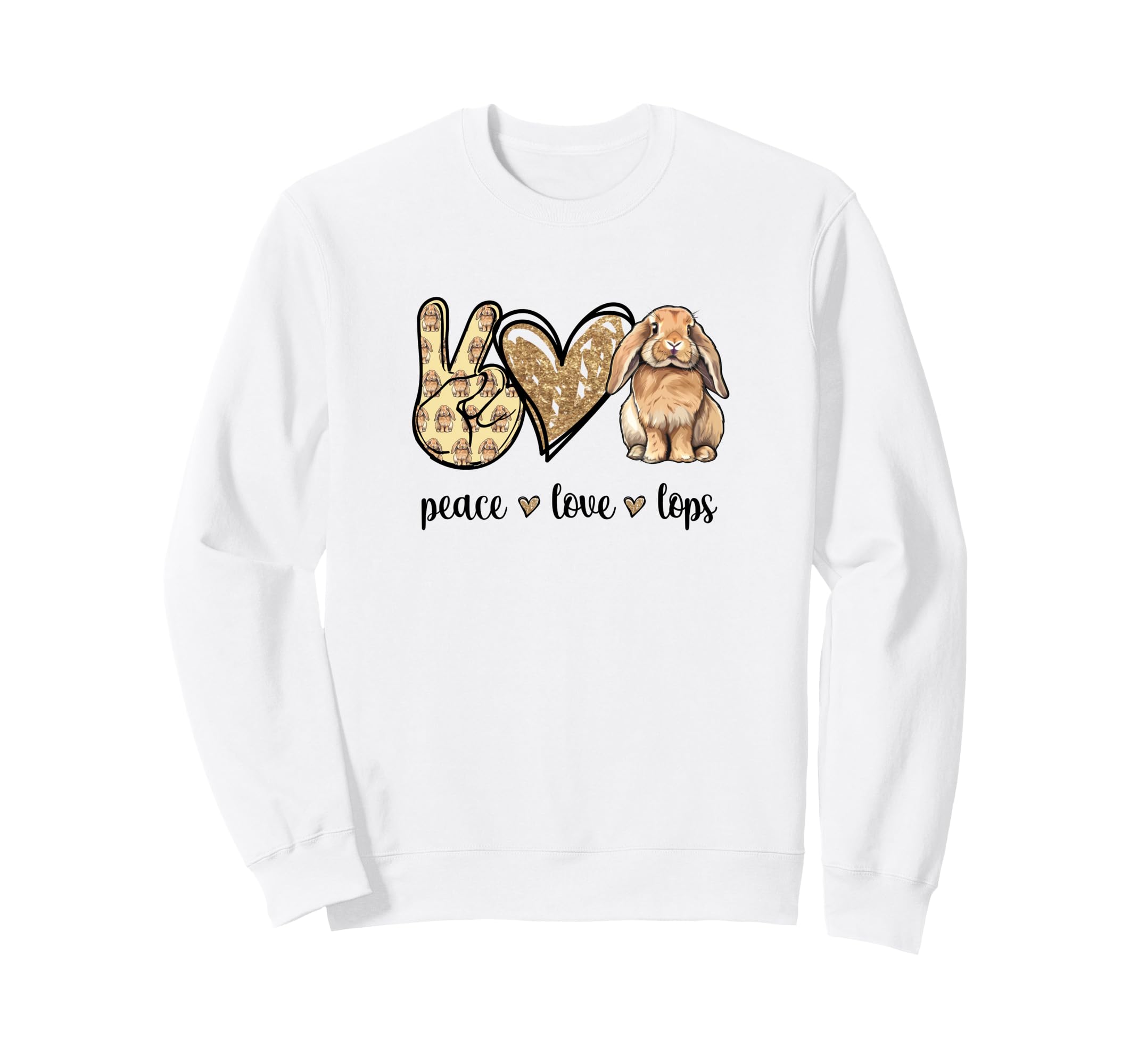 Womens Peace Love Mini Holland Lop Sweatshirt - Novelty Apparel Men Women - T-Shirt, Sweatshirt, Hoodie