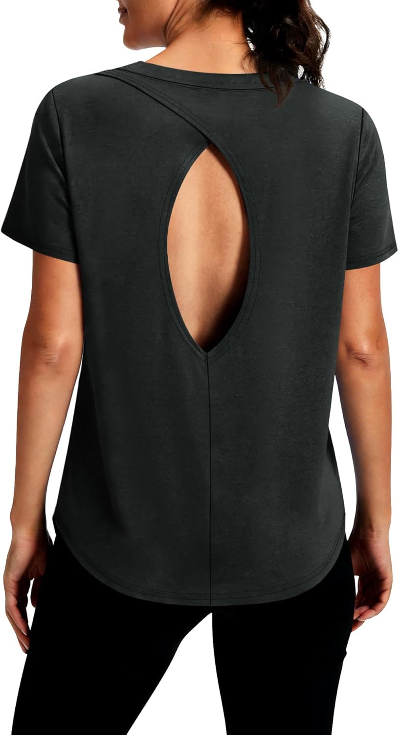 Open Back Workout Tops for Women Short Sleeve Yoga - Adult & Kids T-Shirts, Sweatshirts & Hoodies apparel design preview 1