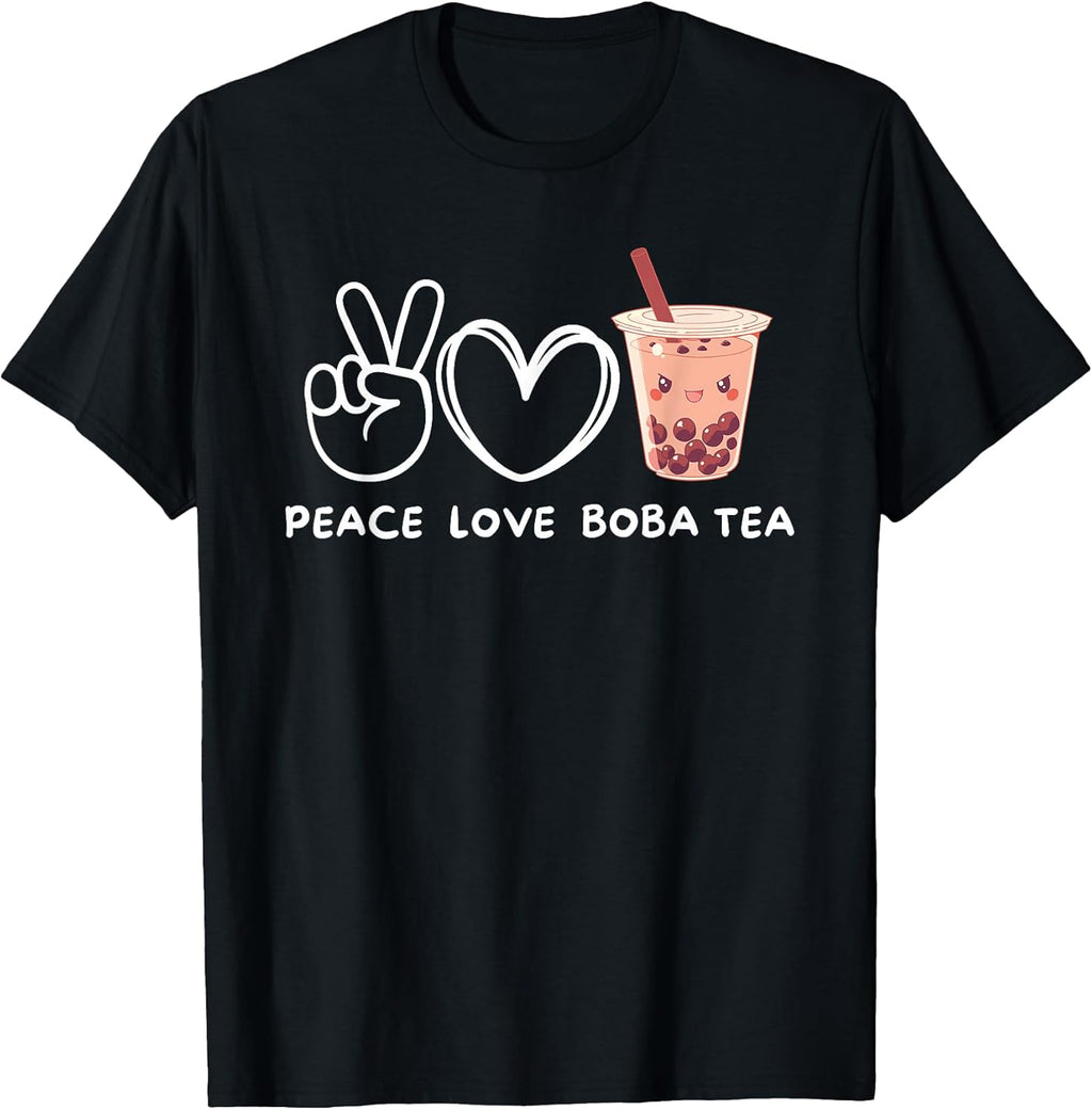 Peace, Love Boba Tea Kawaii Lover Food - Adult & Kids T-Shirts, Sweatshirts & Hoodies apparel design preview 1