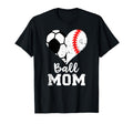Ball Mom Heart Funny Baseball Soccer T-Shirt - Minimalist Print for Adults - T-Shirt, Sweatshirt, Hoodie
