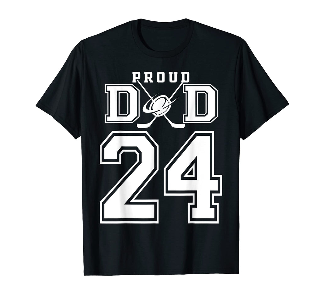 Number 24 Custom Proud Hockey Dad T-Shirt - Casual Everyday Wear Men Women - T-Shirt, Sweatshirt, Hoodie