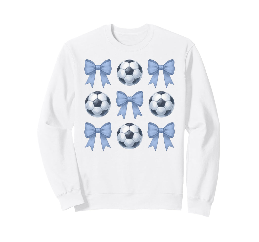 Soccer Coquette Toile Blue Bow Sweatshirt - Minimalist Print Men Women - T-Shirt, Sweatshirt, Hoodie