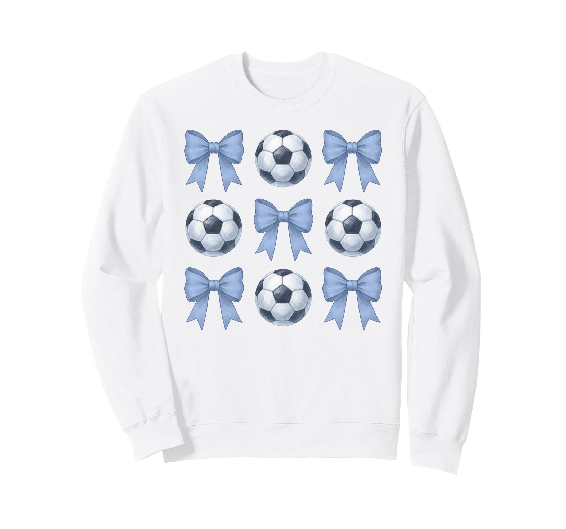 Soccer Coquette Toile Blue Bow Sweatshirt - Minimalist Print Men Women - T-Shirt, Sweatshirt, Hoodie