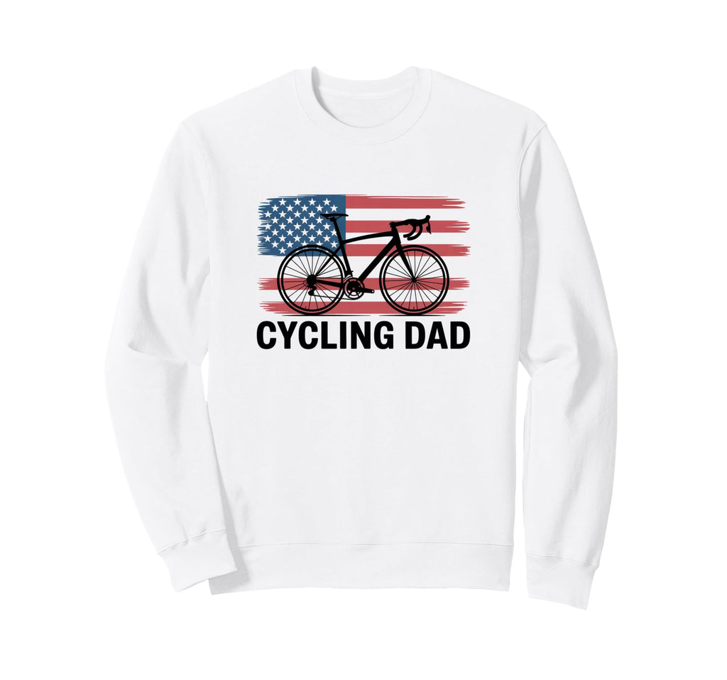 Cycling Dad American Flag Road Sweatshirt - Aesthetic Graphic Men Women - T-Shirt, Sweatshirt, Hoodie