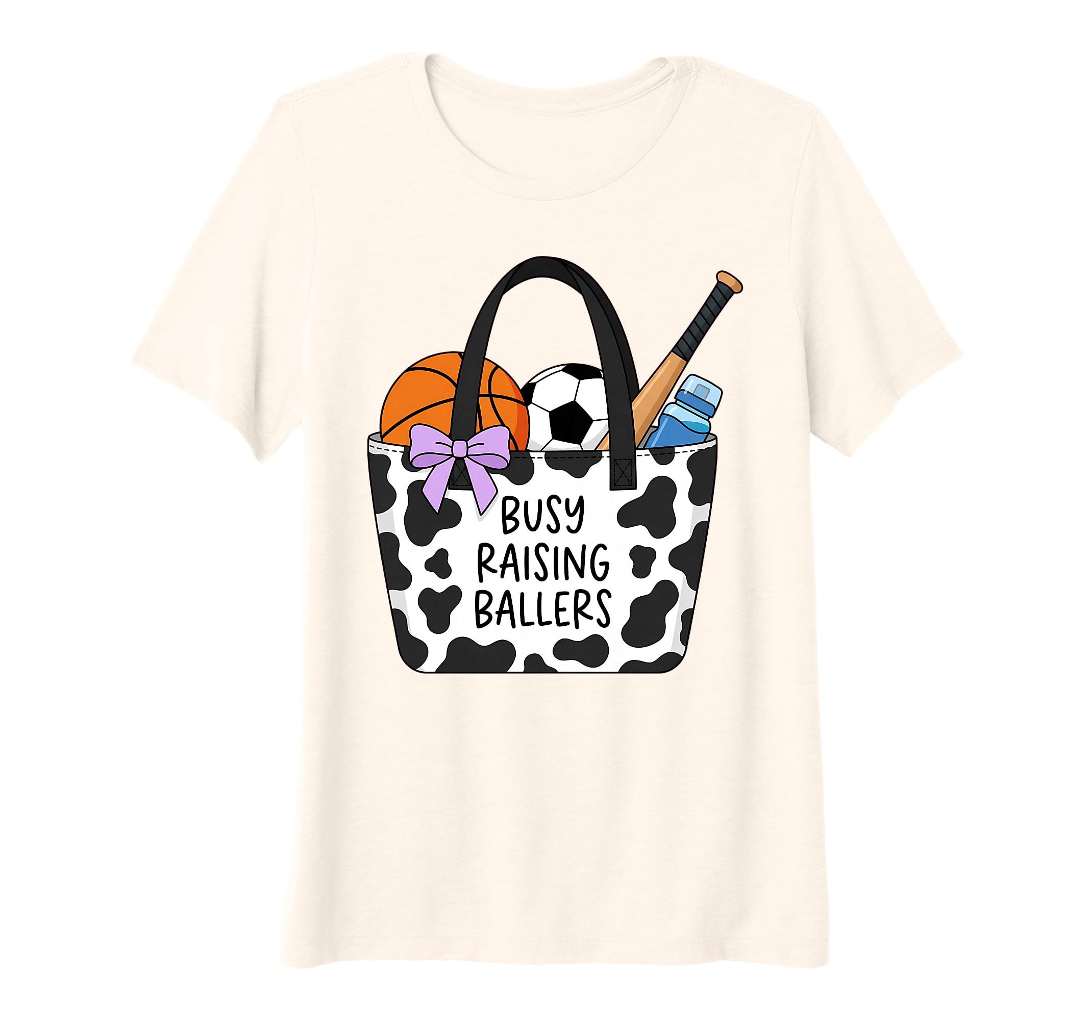 Womens Busy Raising Ballers Cow Tote T-Shirt - Minimalist Print for Adults - T-Shirt, Sweatshirt, Hoodie