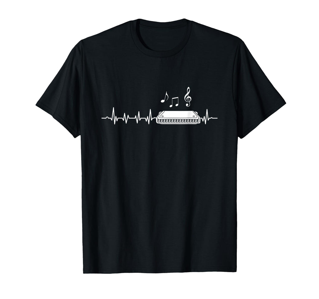 Harmonica Heartbeat Musician Blues T-Shirt - Aesthetic Graphic for Adults - T-Shirt, Sweatshirt, Hoodie