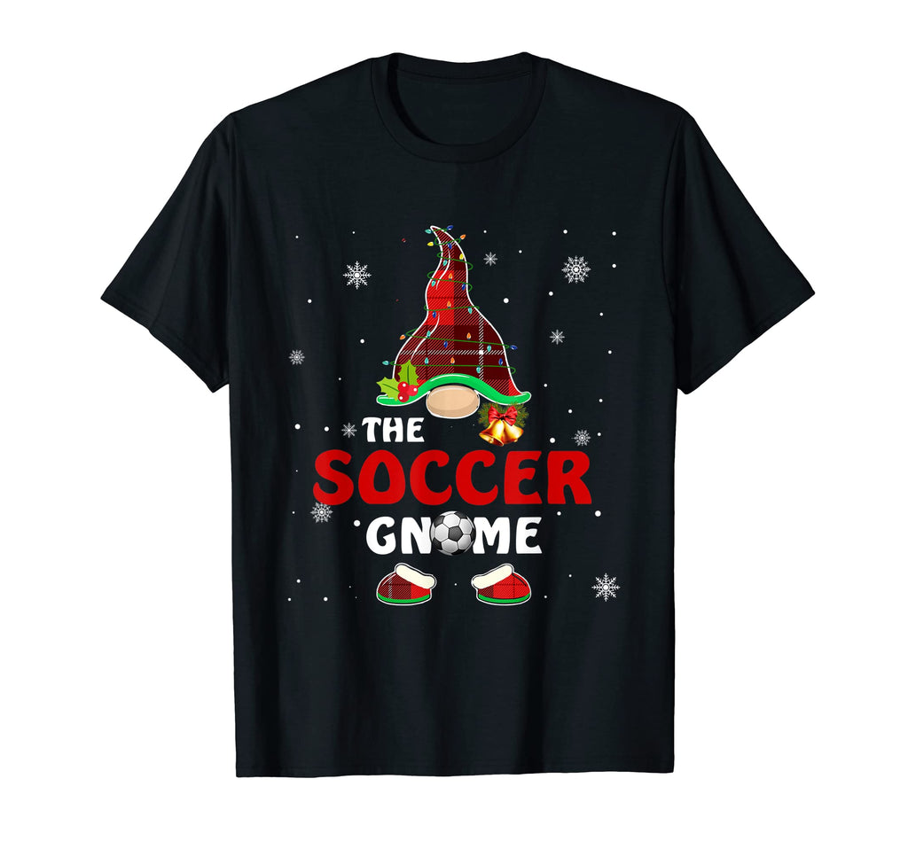 Soccer Gnome Buffalo Plaid Funny Family T-Shirt - Trendy Graphic Unisex - T-Shirt, Sweatshirt, Hoodie