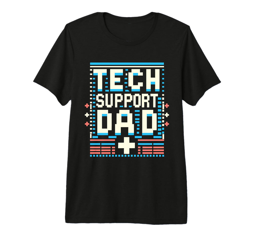 Tech Supports Dad Pixel Gamer Dad Tri Blend T-Shirt - Trendy Graphic Unisex - T-Shirt, Sweatshirt, Hoodie