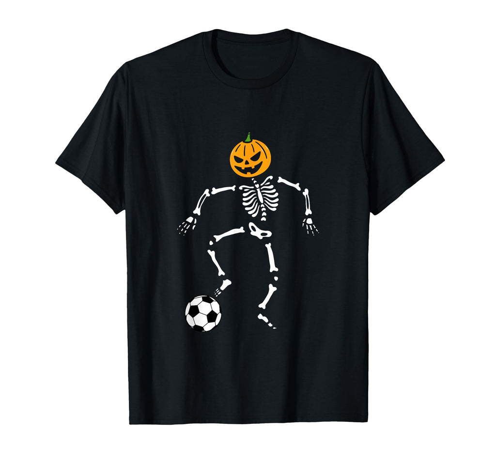 Pumpkin Skeleton Soccer Player Halloween T-Shirt - Novelty Apparel Unisex - T-Shirt, Sweatshirt, Hoodie