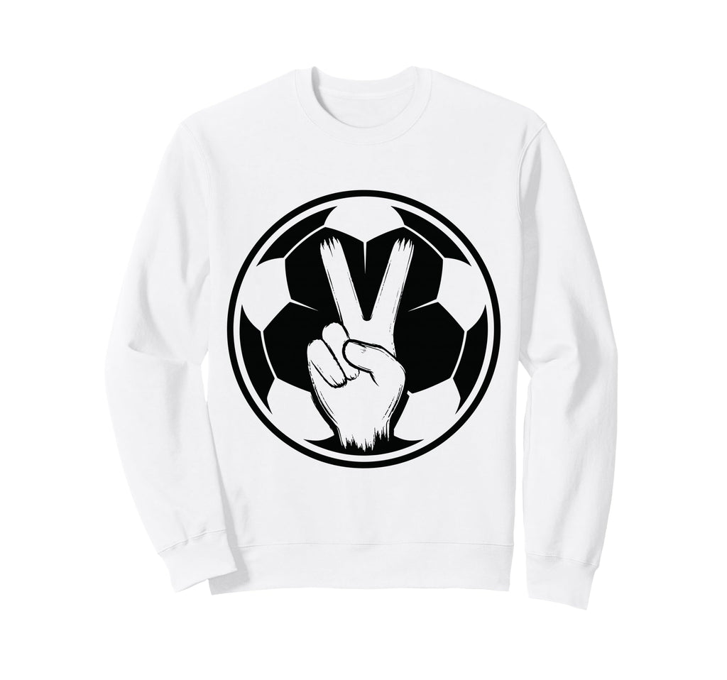 Soccer Peace Sign V Fingers Ball Sweatshirt - Graphic Print Men Women - T-Shirt, Sweatshirt, Hoodie