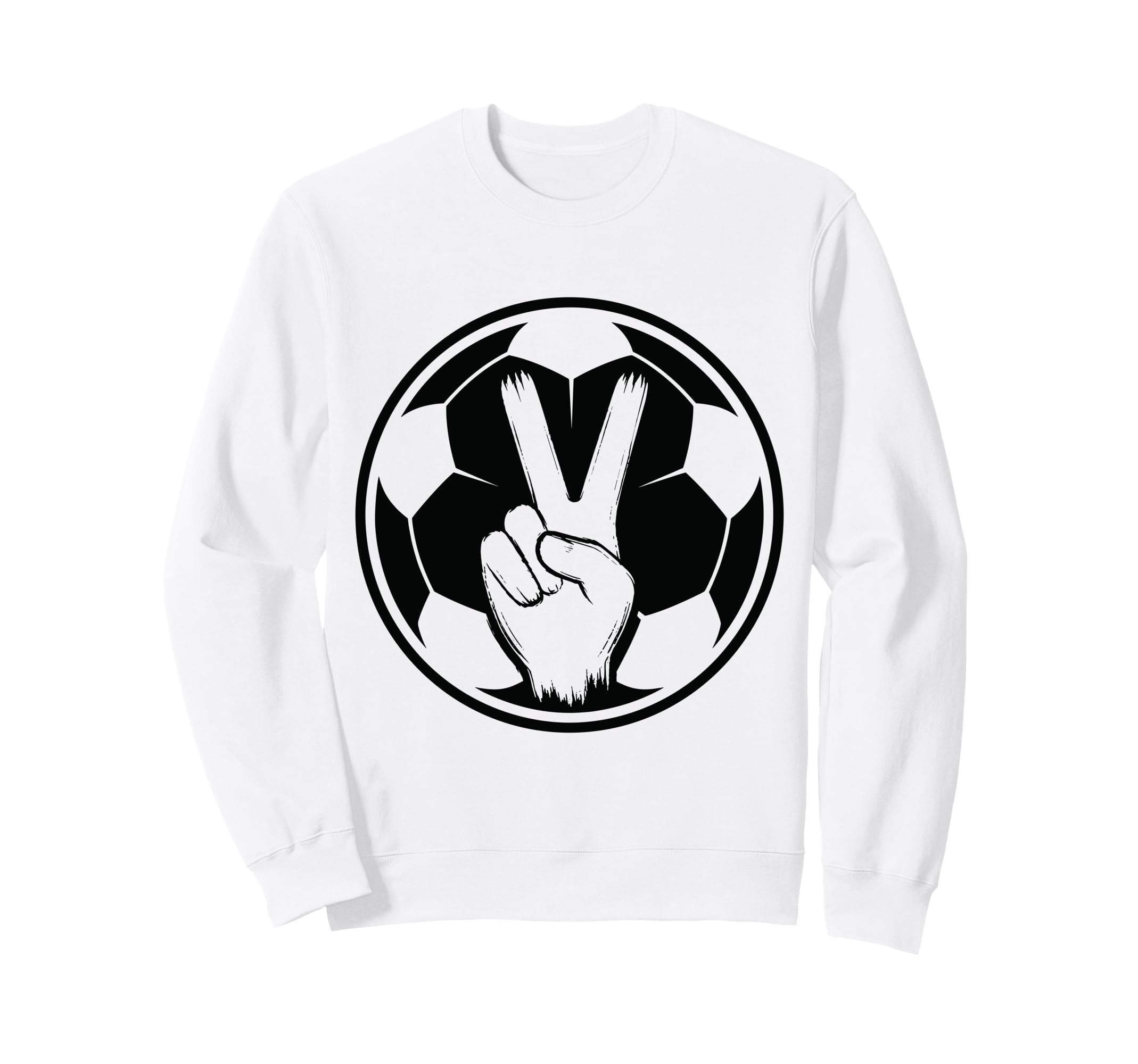 Soccer Peace Sign V Fingers Ball Sweatshirt - Graphic Print Men Women - T-Shirt, Sweatshirt, Hoodie