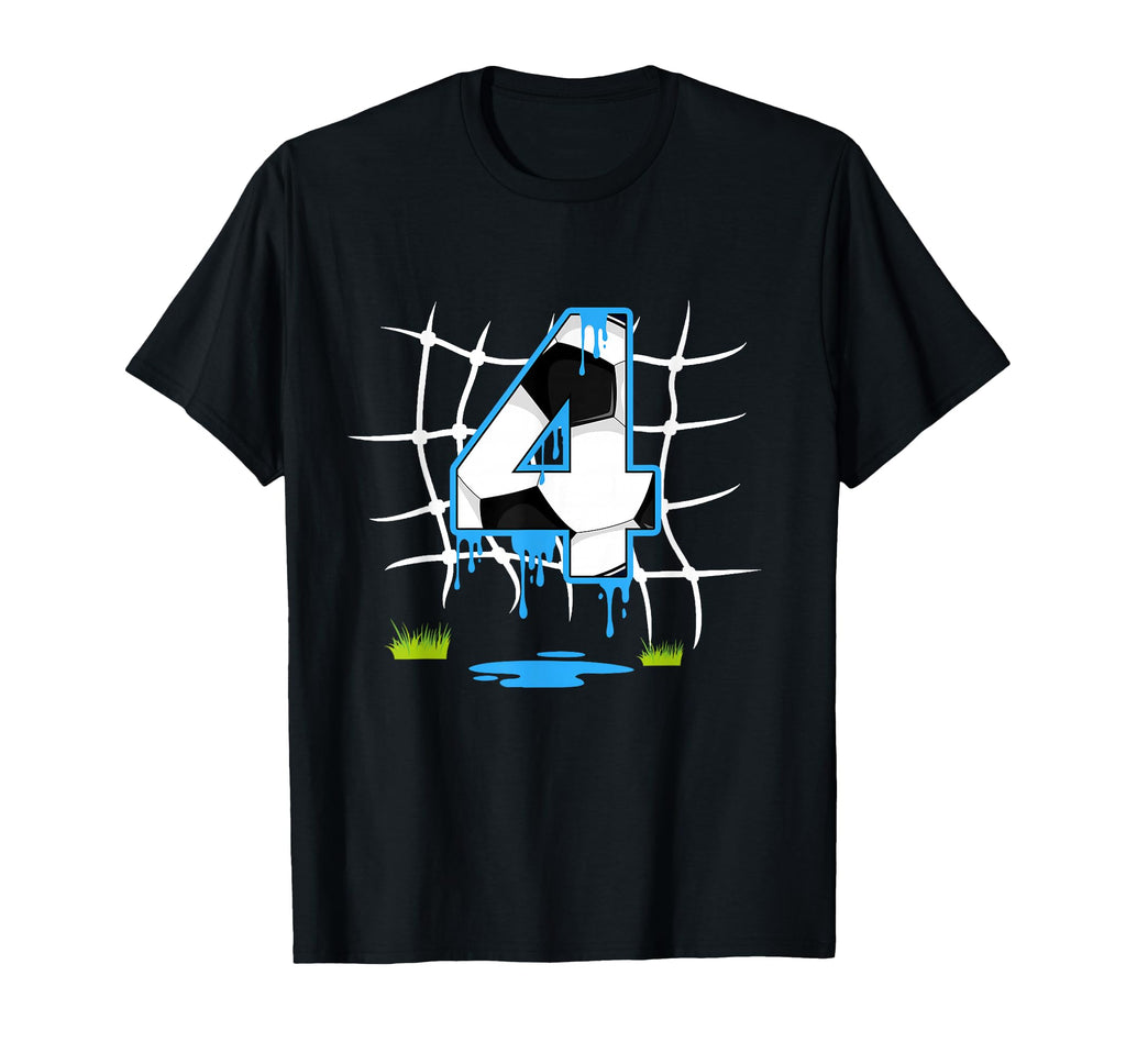 Soccer 4 Year Old Birthday Drip 4Th T-Shirt - Graphic Print Unisex - T-Shirt, Sweatshirt, Hoodie