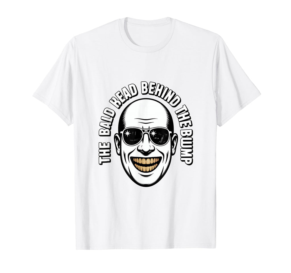 Funny Bald Head Behind Bump Dad To Be T-Shirt - Graphic Print Unisex - T-Shirt, Sweatshirt, Hoodie