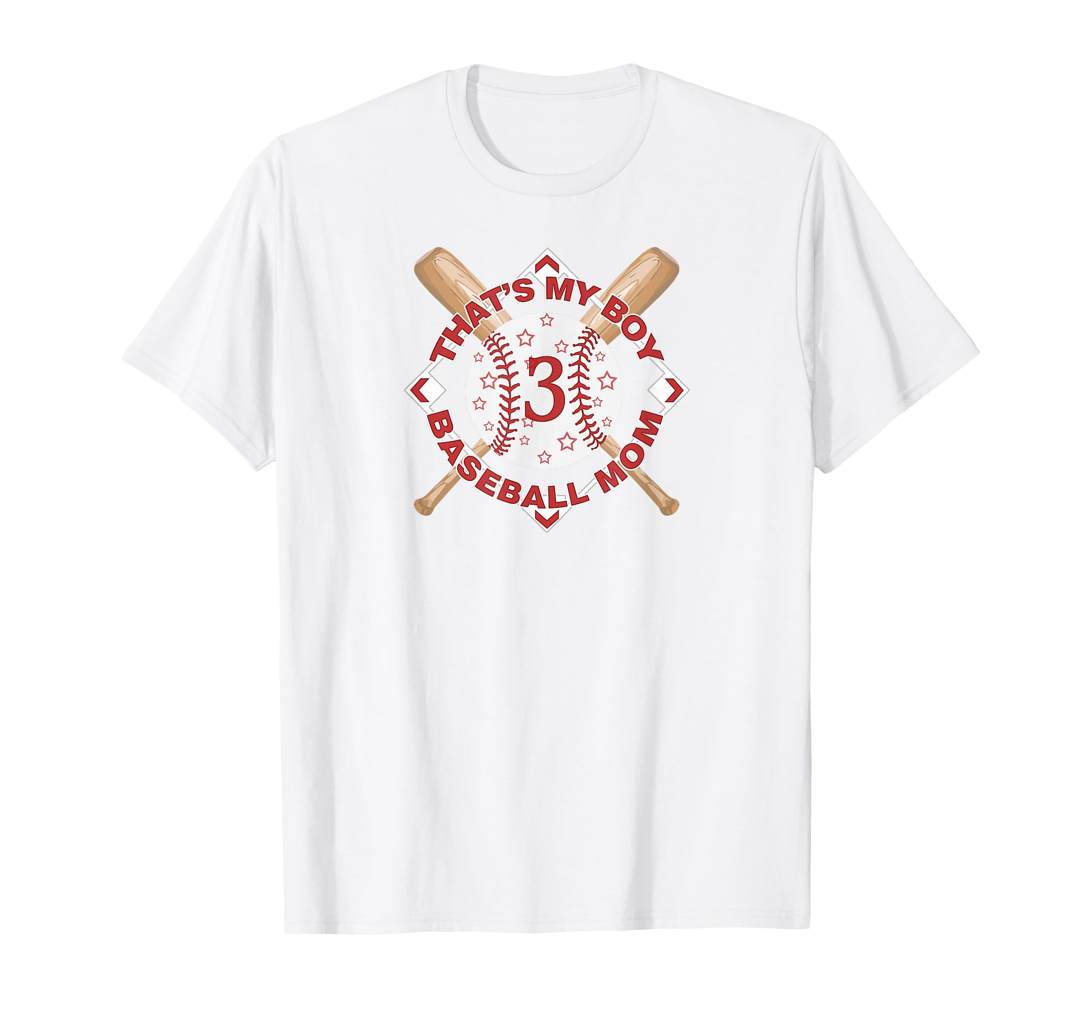 Thats My 3 Baseball Mom Love Heart T-Shirt - Minimalist Print Unisex - T-Shirt, Sweatshirt, Hoodie