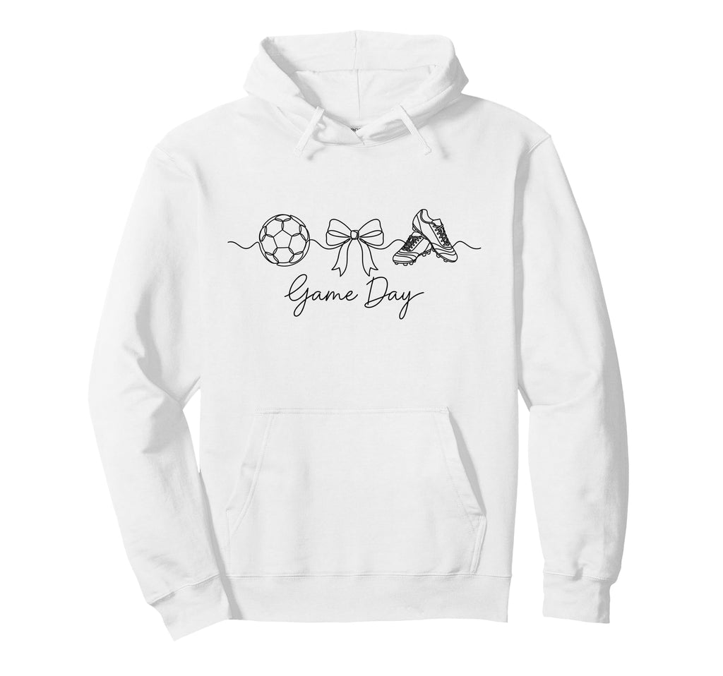 Game Day Soccer Mom Ball Bow Hoodie - Casual Everyday Wear for Adults - T-Shirt, Sweatshirt, Hoodie