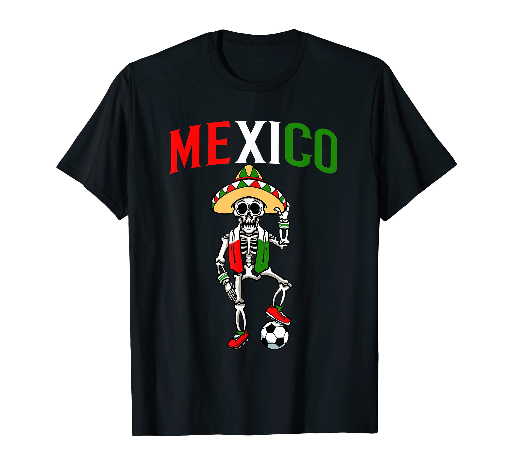 Mexican Soccer Player Sombrero Skeleton T-Shirt - Minimalist Print Unisex - T-Shirt, Sweatshirt, Hoodie