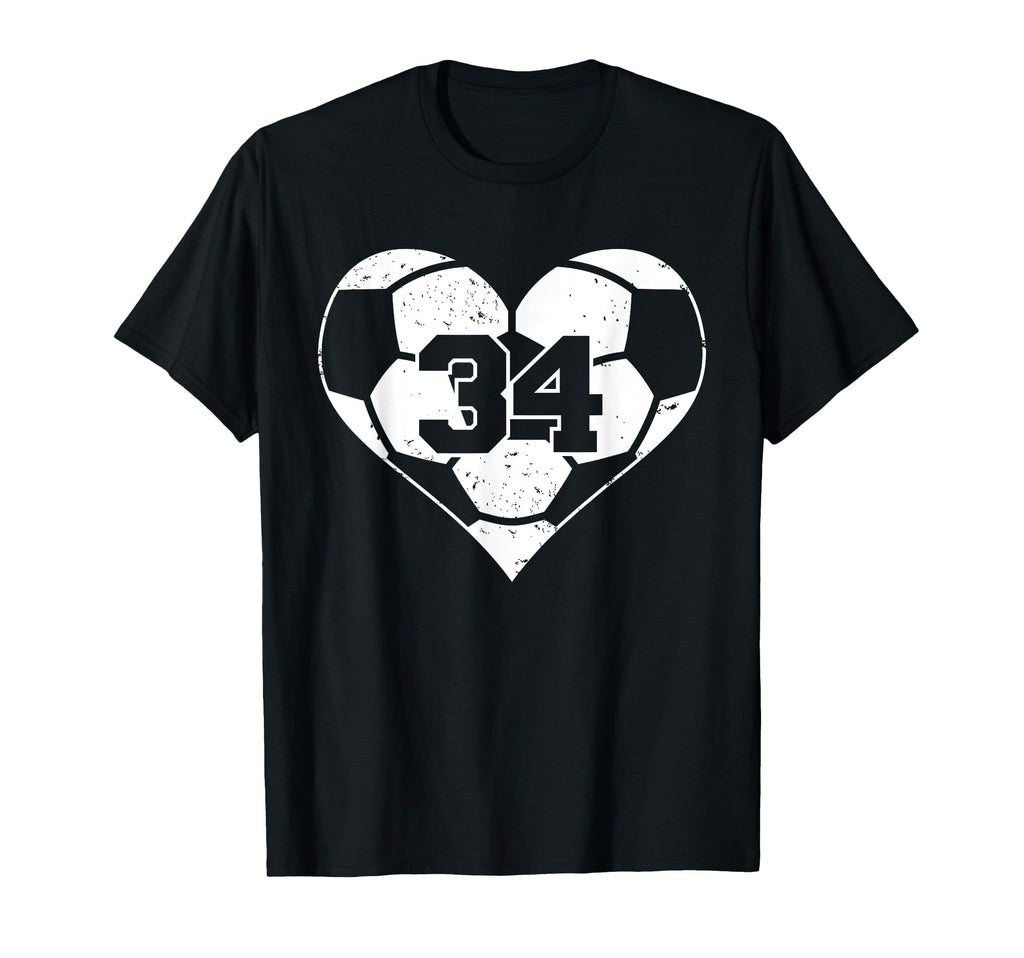 Soccer Number 34 Jersey Funny Soccer Heart T-Shirt - Trendy Graphic Unisex - T-Shirt, Sweatshirt, Hoodie