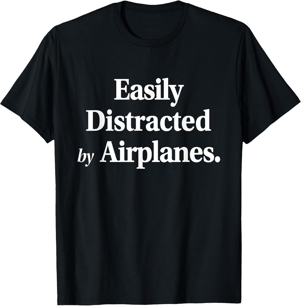 Easily Distracted By Airplanes Funny Plane Lovers - Adult & Kids T-Shirts, Sweatshirts & Hoodies apparel design preview 1