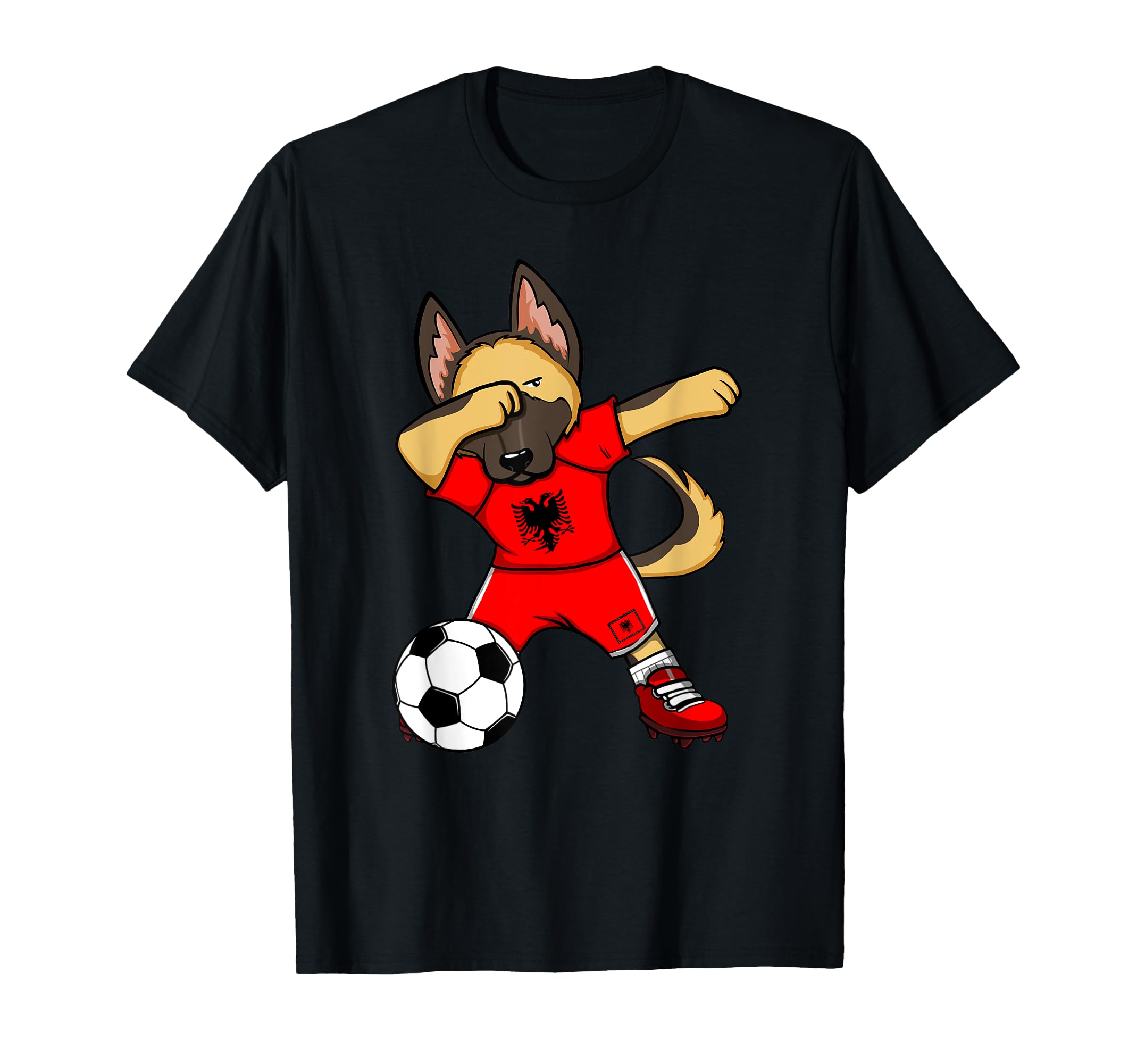 Dabbing German Shepherd Albania T-Shirt - Minimalist Print for Adults - T-Shirt, Sweatshirt, Hoodie