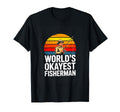 Worlds Okayest Fisherman Funny Sunset T-Shirt - Unique Graphic for Adults - T-Shirt, Sweatshirt, Hoodie