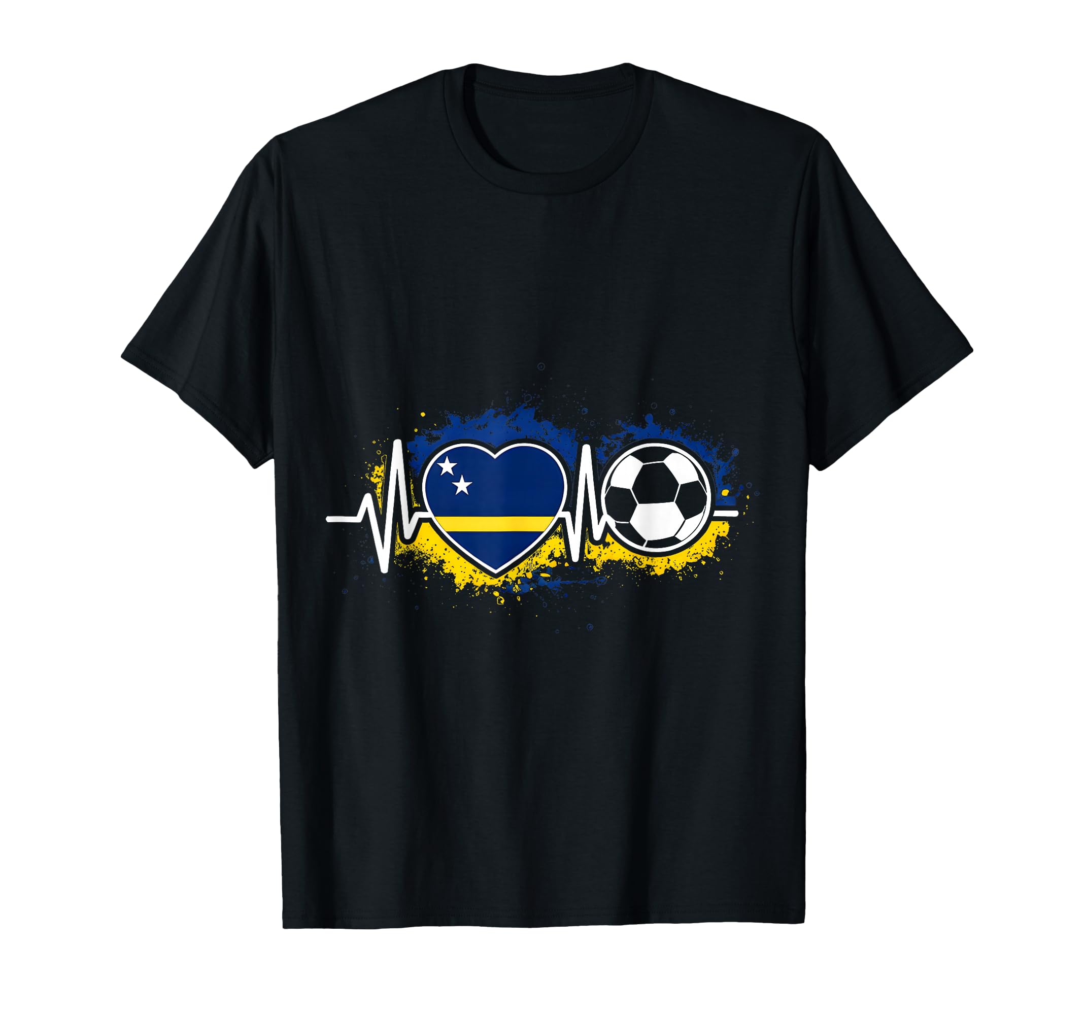 Heartbeat Curacao Flag Soccer Fan T-Shirt - Streetwear Style Men Women - T-Shirt, Sweatshirt, Hoodie